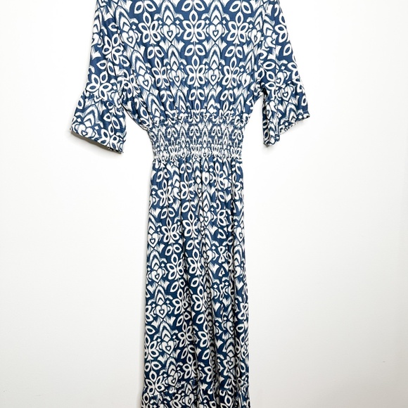 Agnes Orinda V Neck Bell Sleeve Ruffled Hem Boho ALine Long Dress 1X - Picture 7 of 9